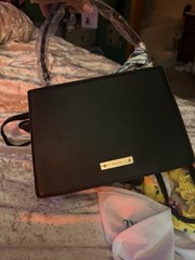 ALDO POWSY Black Structured Top Handle Satchel Bag Gold Hardware NWT