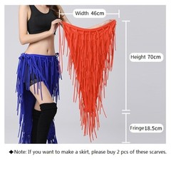 Belly Dance Carnival Modal Tribal Fringe Hip Scarf Belt Wrap Skirt 4 Colors
