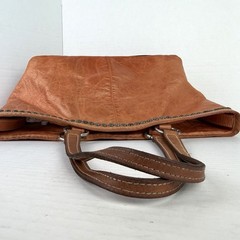 Double D Ranch Leather Studded Shoulder Bag Tote Burnt Orange Brown Patina FLAWS