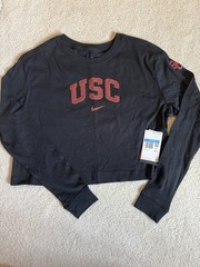Nike USC Cropped Long Sleeve Graphic Tee Black Women’s M Loose Fit