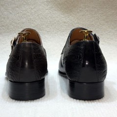 Real Leather Low Heel Pointy Toe Business Casual Mens Buckle Monk Shoes Oversize