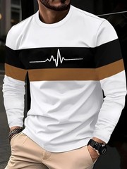 New Men Long Sleeve Fashionable Casual O-Neck T Shirt Breathable Daily Wear Top