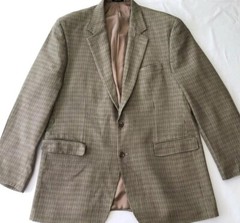 Chaps Two Button Blazer Sport Coat Suit Jacket 44R Brown Gray EUC PolyRayon