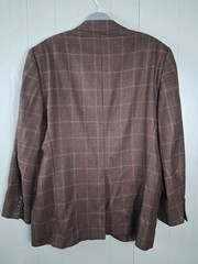 Jack Victor Wool Jacket Blazer Brown Plaid Men 42R Regular Windowpane Check
