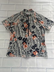 Garnet Hill Small Signature Rashguard Half Zip Swim Shirt Abstract Dot Print UPF