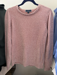 Karen Scott Pink Solid Rib-Knit Pullover Sweater Crew Neck Long Sleeve Womens S