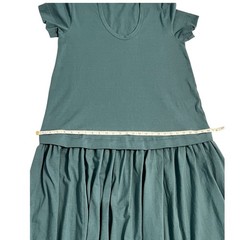 Free People Herron Maxi Dress Small Cottton Drop Waist Tiered Green Teal Boho