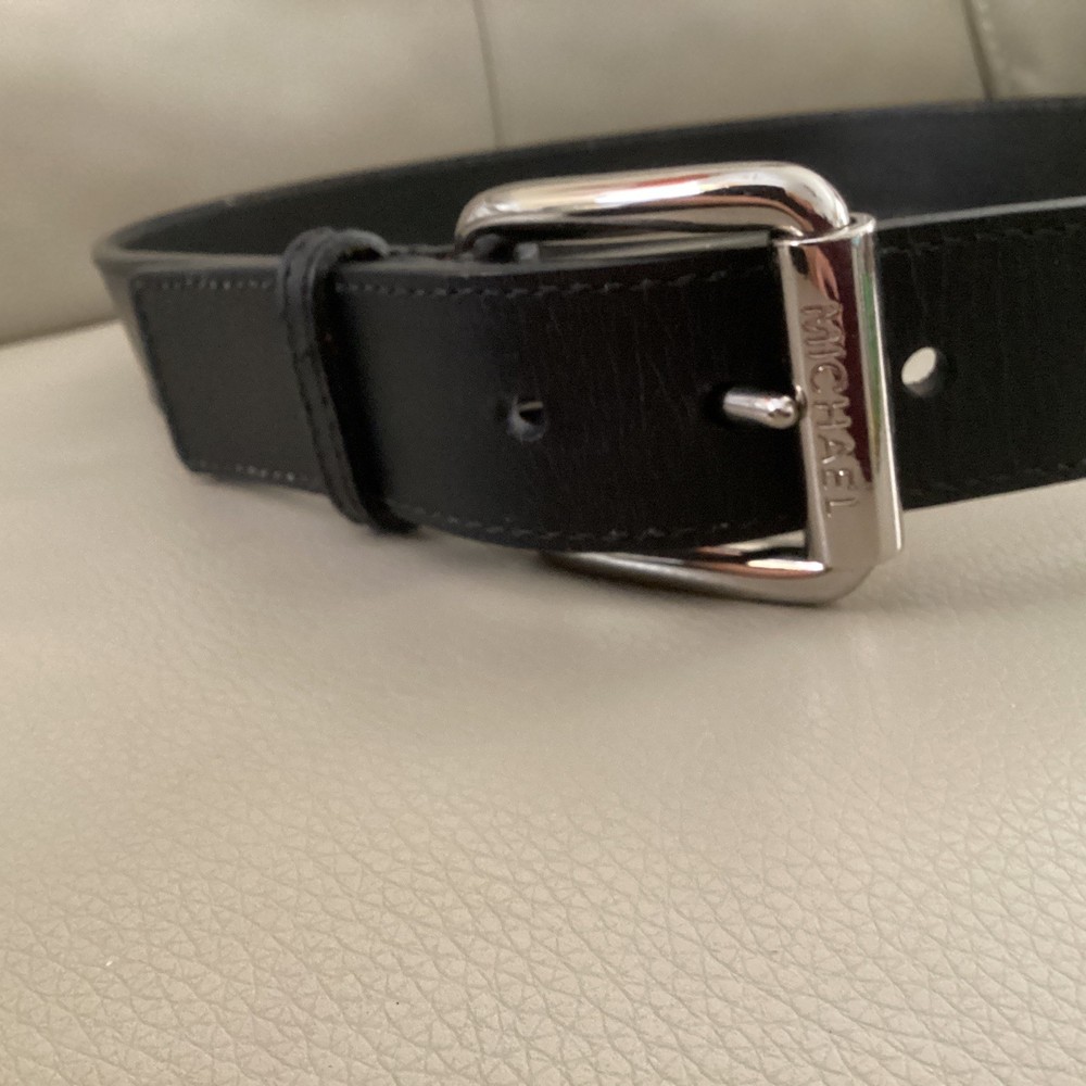 Michael Kors Black Leather Belt Style #554581 Medium 41 Inches Long VG Condition