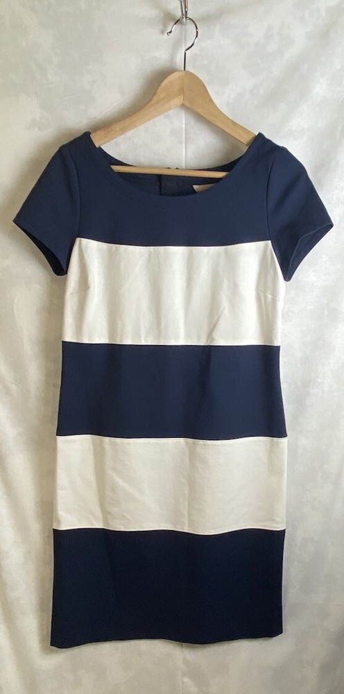 Banana Republic Womens Navy White Striped Sheath Dress Short Sleeve Size 6 Caree