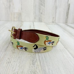 Smathers & Branson Duck Duck Goose Needlepoint Belt Sz 32