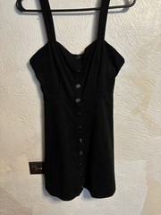 FOREVER 21 Black Solid Sundress Sweetheart Strappy Sleeveless Button-Front S