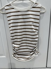 Loft Women’s Sleeveless Top Cream And Tan Striped Size XXS