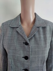 WOMEN 2PC/BLAZER-SKIRT/SZ 10/BLACK-WHITE/LINED SUIT LIKENEW
