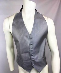 Tuxedo Vest Backless 100% Silk One Size Fit All 6 Buttons Adjustable Back Strap