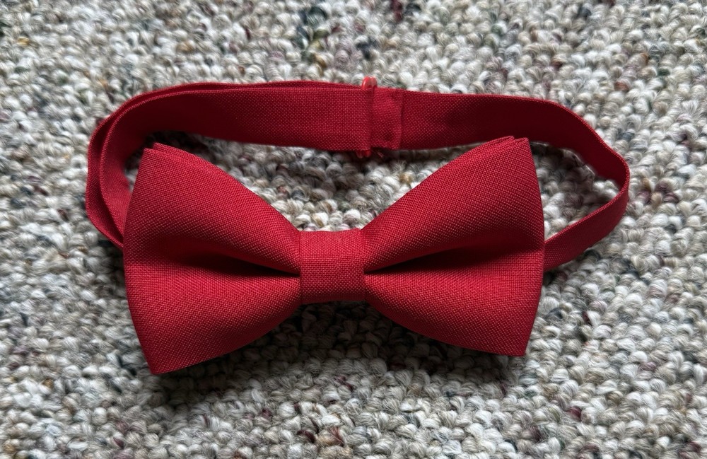 Bow Tie House Red Solid Tie Pre Adjustable Gabardine Tuxedo Unisex (8”-22” Neck)