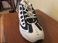 White Black Leather Mesh Athletic Sneakers Lace Up Low Top Men’s