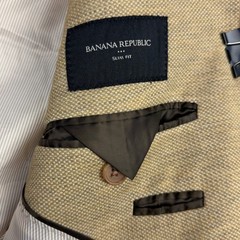 Banana Republic Summer Blazer Mens 38S Rayon Sport Coat Suit Jacket Tan Weave