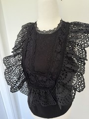 Anthropologie Black Bib Tank Top Eyelet Lace