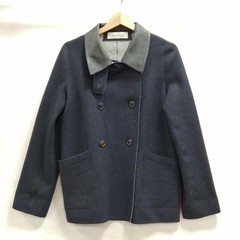 THE SECRET CLOSET Cashmere Blend Wool Short Coat Navy M Used