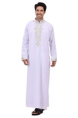 Men’s Traditional Arabic Thobe Long Sleeve Kaftan Robe for Eid Prayer & Wedding