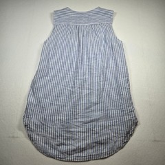 Beach Lunch Lounge Blue Striped Sleeveless Top with Embroidered Detail Size XS