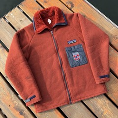 Vintage Patagonia Reverse Pile Fleece Jacket Mens M Burnt Orange 80s Hiking Gorp