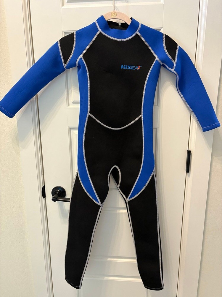 HiSea Size 8 Youth Full Wetsuit Blue and Black