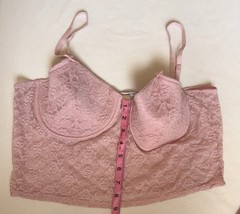 rue21 Pink Floral Lace Longline Underwire Bra, Adjustable Straps, XL
