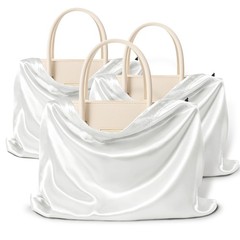 Vonty White Satin Dust Bags 3 Pack Drawstring Pouch for Purse, 19.6×15.7in