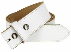 BS1200 Genuine Cowhide Leather White Belt Strap with Snaps 1-1/2″(38mm) Wide