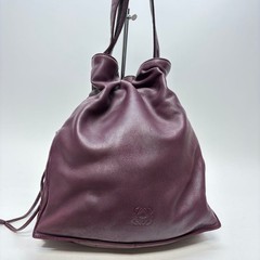 LOEWE Flamenco Shoulder Bag Bordeaux Purple Nappa Leather Anagram 12.6×10.6in