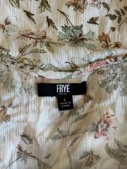 FRYE Ivory Floral Maxi Dress Pockets Lined Round Neck Sleeveless L