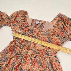 American Eagle Blouse Womens S Multi Floral Chiffon Ruched Babydoll Peasant Boho