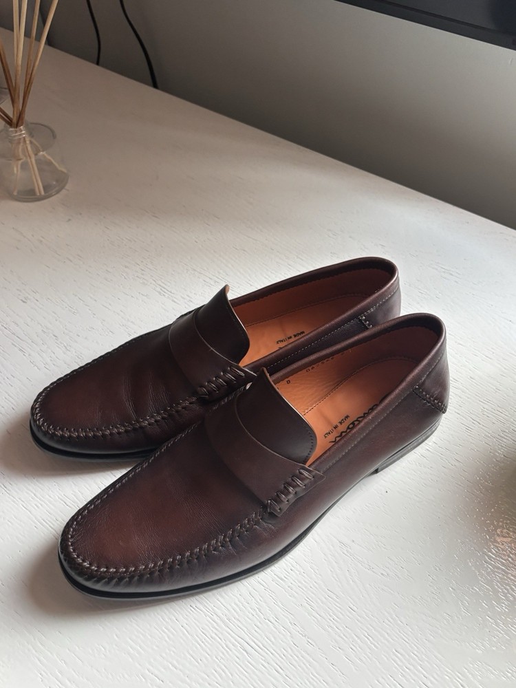 Santoni Mens Paine Plain Strap Loafer 62566 02 Brown size 10 D Made in Italy