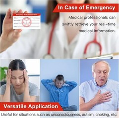 10 Pcs Emergency Medical Information ID Card Emergency Contact ID Cards Medical