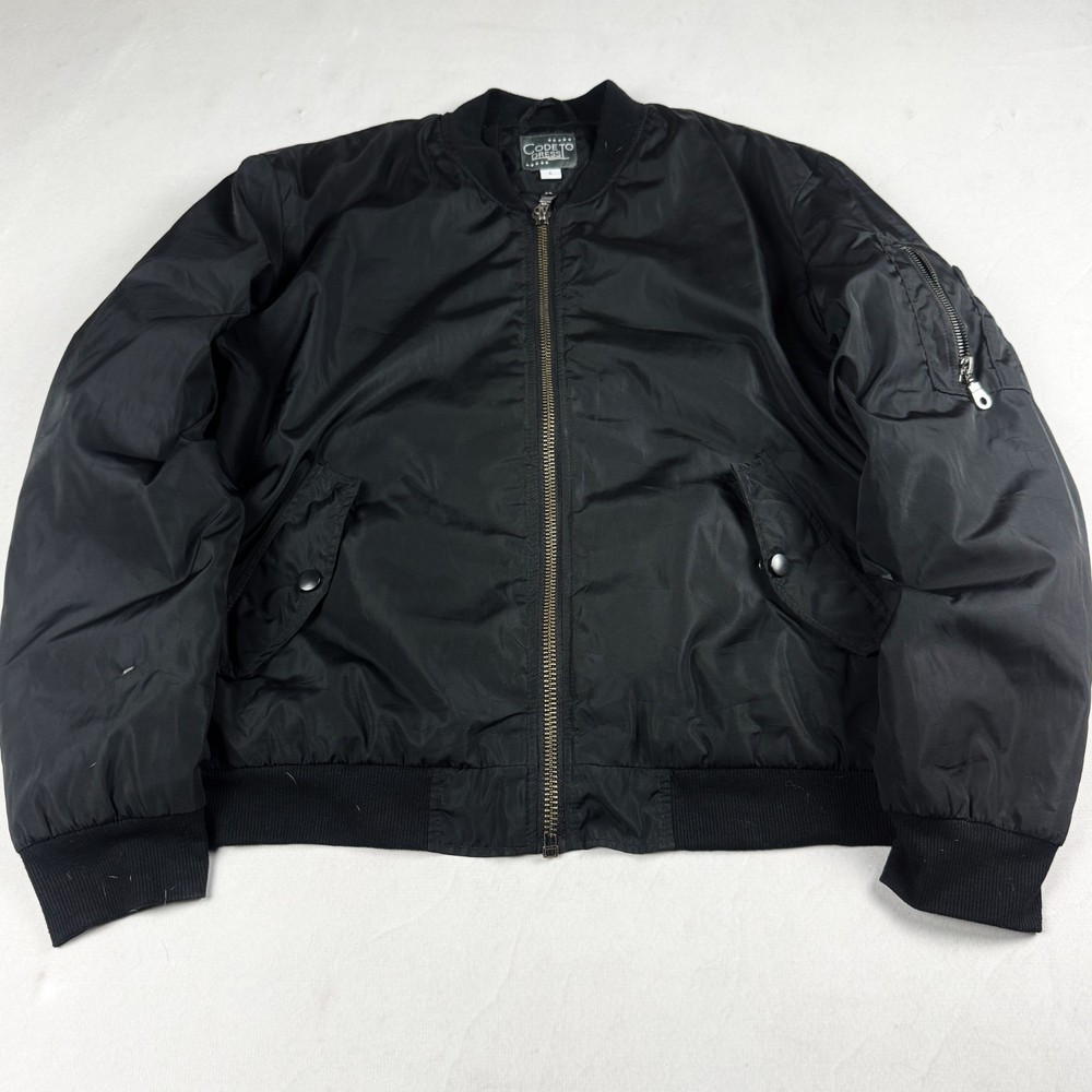 Mens Vintage Black MA-1 Bomber Flight Jacket Nylon Military Utility Zip Y2K