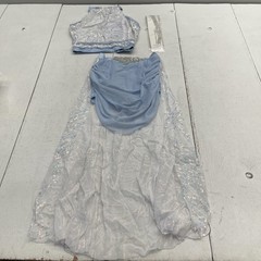Weissman I Try Dance Costume Set Womens S Powder Blue Sequin Skirt Bra 3 Piece