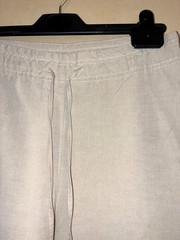 Natural Beige Casual Trouser. George 10. Draw Waist. Straight Leg. Linen Blend