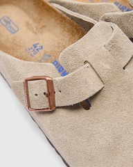 Men’s Birkenstock Boston Soft Footbed Wide Suede Clog – Taupe