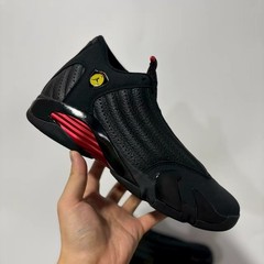 Nike Air Jordan 14 Black Red Accent Gloss Toe Classic Retro Performance Athletic