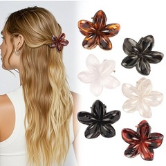 6 PCS Small Flower Hair Clips 1.57 Inch Hawaiian Claw Amber Decorative Women