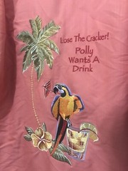 Caribbean:PEACH-PINK -Embroidery: 65% RAYON/35% POLY PARRIOT : MEN’S M
