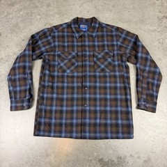 Pendleton Flannel Shirt Mens Medium Blue Board Shirt Wool USA Preowned