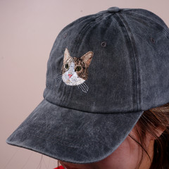 Personalized Cat Portrait Hat: Embroidered Custom Cat Photo Baseball Cap