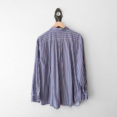 Chaps Button Down Shirt XL Red White Blue Stripe Cotton Preppy Classic Long Slee