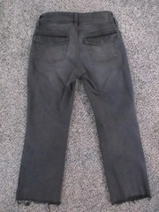 Aeropostale Jeans Womens 000 Black Mid Rise Kick Crop Raw Hem Flap Pockets 24×23