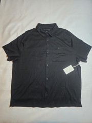 Free Assembly Men’s Black Short Sleeve Button Front Shirt 2XL Casual Knit Pocket
