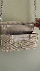 Steve Madden Woven Straw Bag With Silver Interchangeable Chain Strap