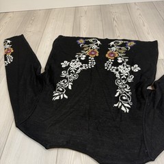 Simply Natural Hanna Alpaca Blend XL floral embroidered cardigan Sweater Peru