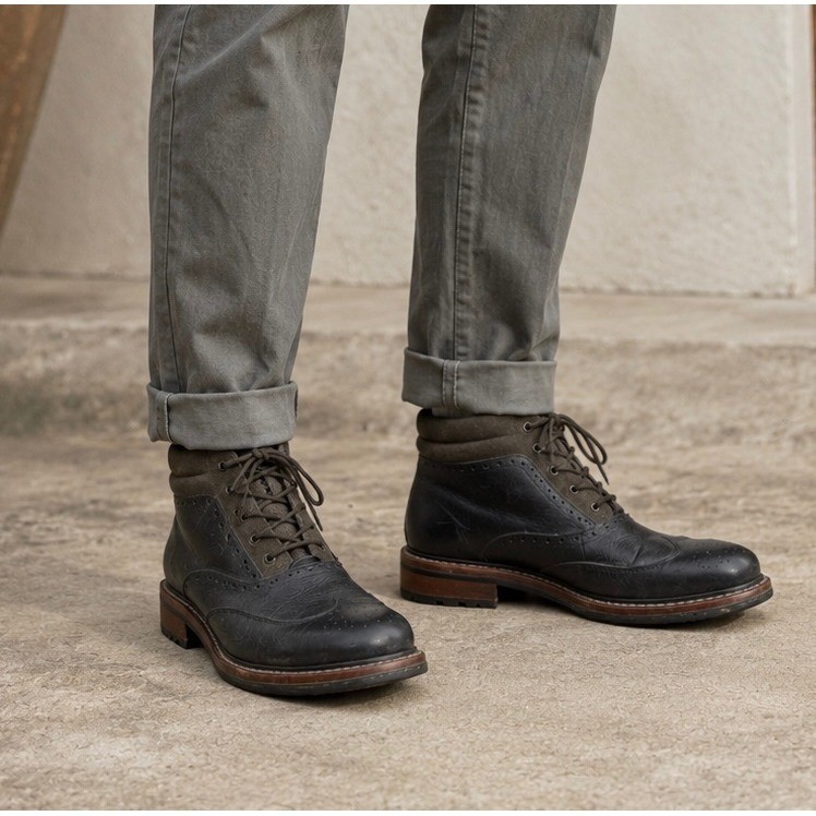 Wolverine 1000 Mile Wingtip Boots Men’s 9D Black Leather Chukka Ankle Lace Up